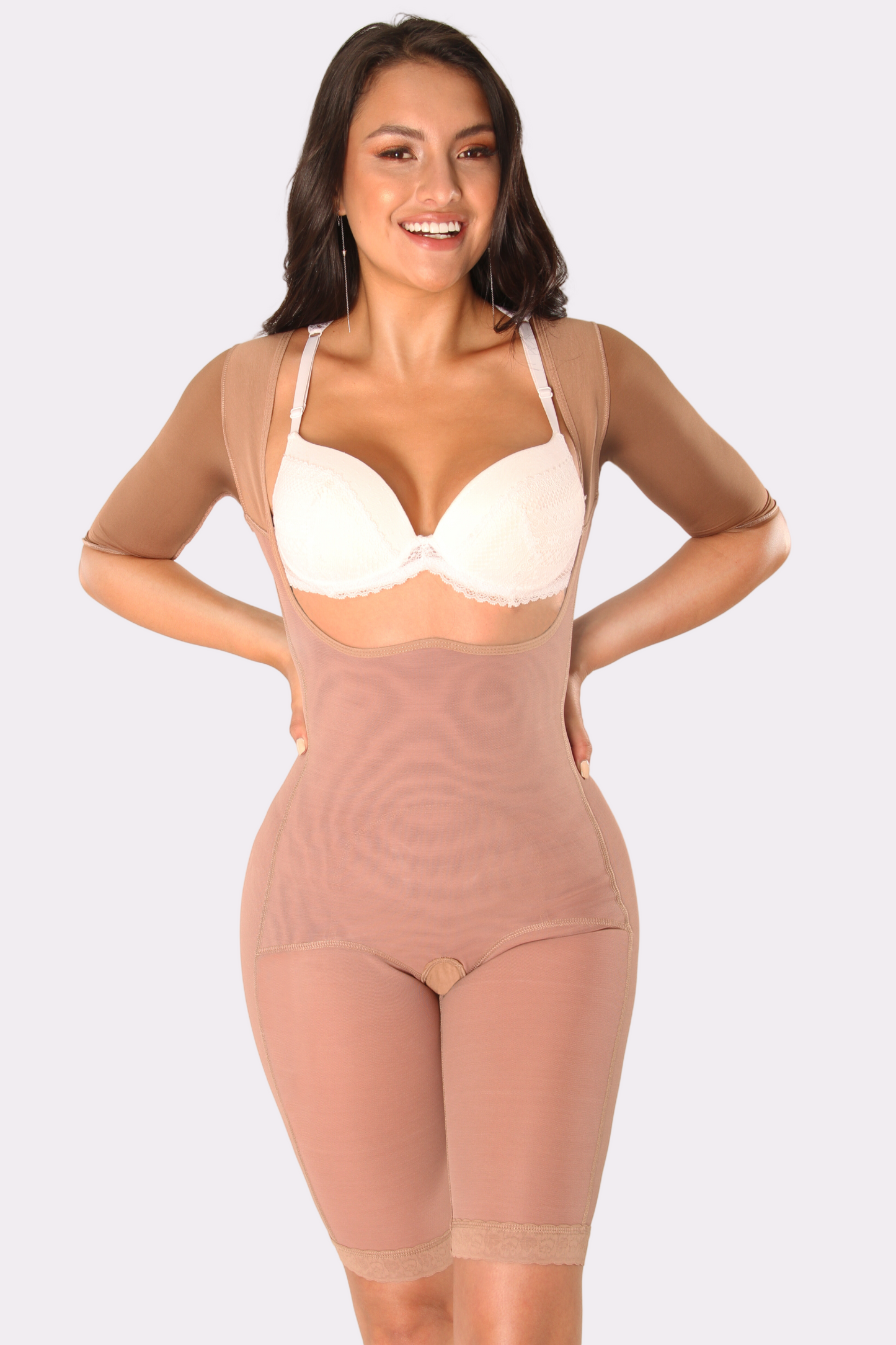 Post Surgery Compression Shapewear with Sleeve - Zipper Back