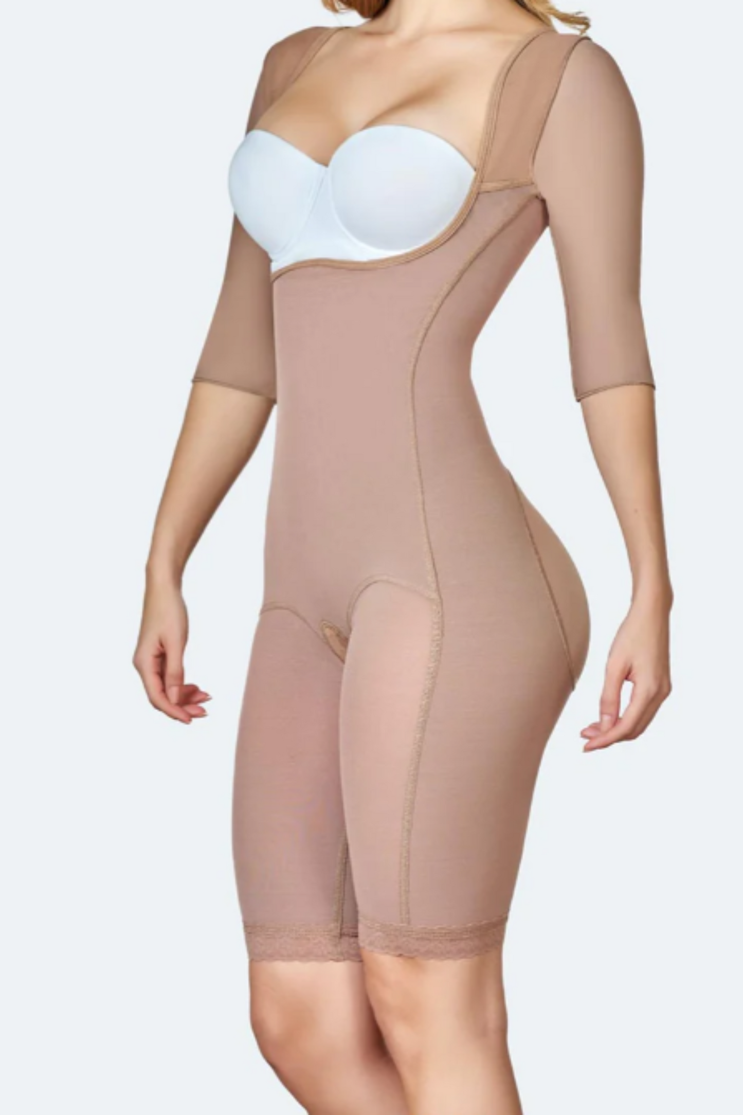 Post Surgery Compression Shapewear with Sleeve - Zipper Back